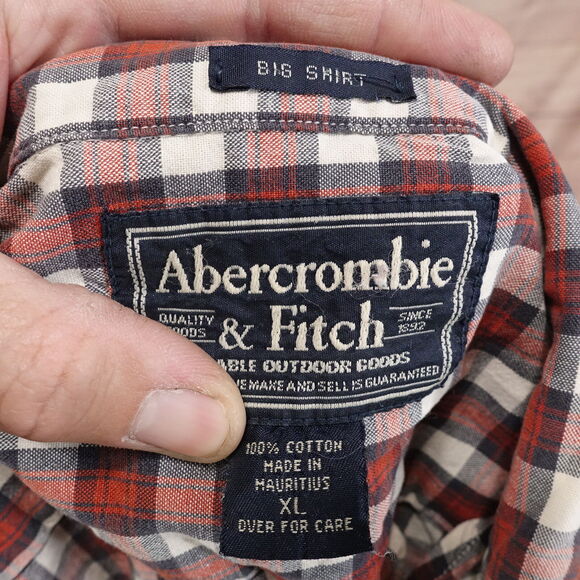 ABERCROMBIE & FITCH BIG SHIRT SHORT SLEEVE PLAID BUTTON DOWN SHIRT MENS XL - Picture 6 of 6